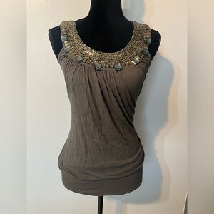 Vintage Forever 21 Black Tank Top with Gold Embellishments